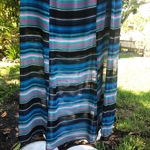 maxi skirt XXL striped semi-sheer fabric summer festival women’s NWT curvy comfy - Picture 3 of 5